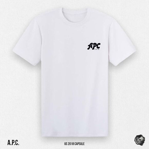 A.P.C. MICHAEL COTTON T-SHIRT IN WHITE / BLACK LOGO 2018 U.S. SEASONAL CAPSULE - Picture 2 of 10